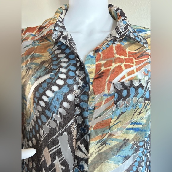 Flair vintage Button Down V-Neck long 
Sleeve Shirt Top Blouse
Size L - Picture 7 of 9